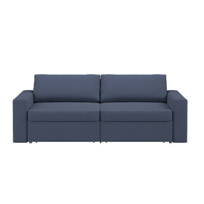 Ilic Upholstered Sofa With 2 Hidden Metal Wire Storage Drawers - Blue