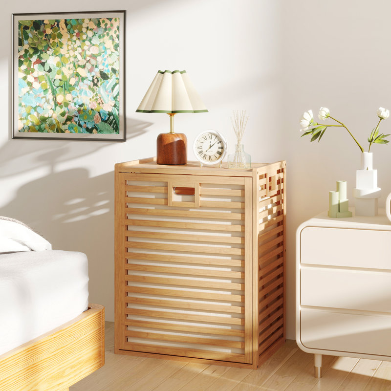 Bamboo Cabinet Laundry Hamper with Handles