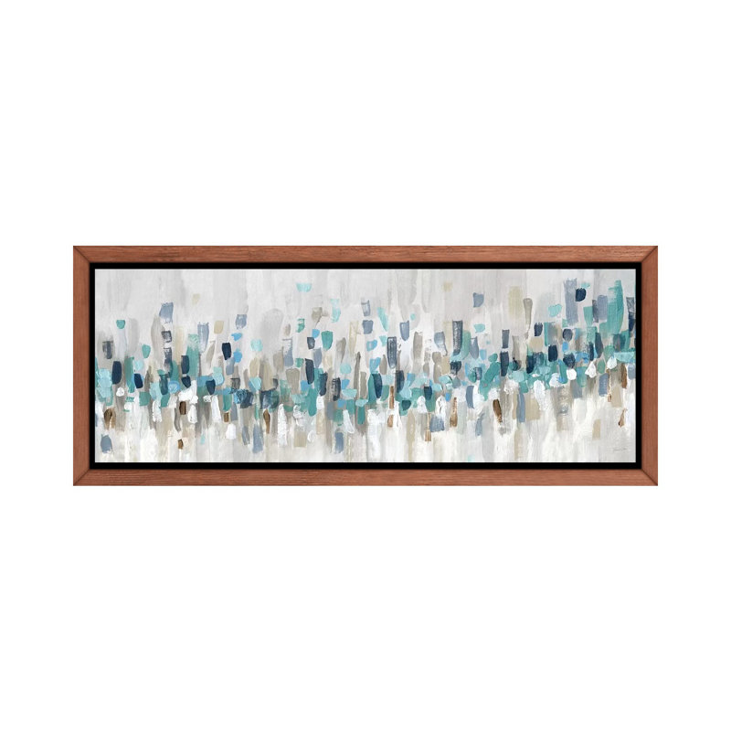 «Blue Staccato» par Inconnu - reproduction d'art, Cadre flottant classique en toile brune, H 12 po x l 36 po x P 1,5 po