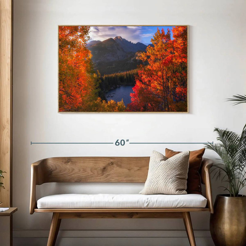 Rocky Mountain Autumn, Cadre flottant en bois naturel, 43 po x 29 po