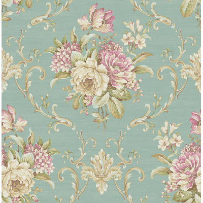Seabrook Designs & Strawberry Fedelma Floral Cameo Unpasted Wallpaper
