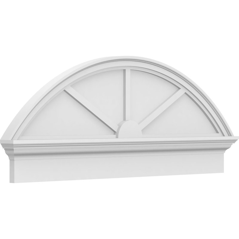 46"W x 18-3/8"H x 2-3/4"P Segment Arch 3 Spoke Architectural Grade PVC Combination Pediment, 18-3/8" H  x 46" W  x  2-3/4" D