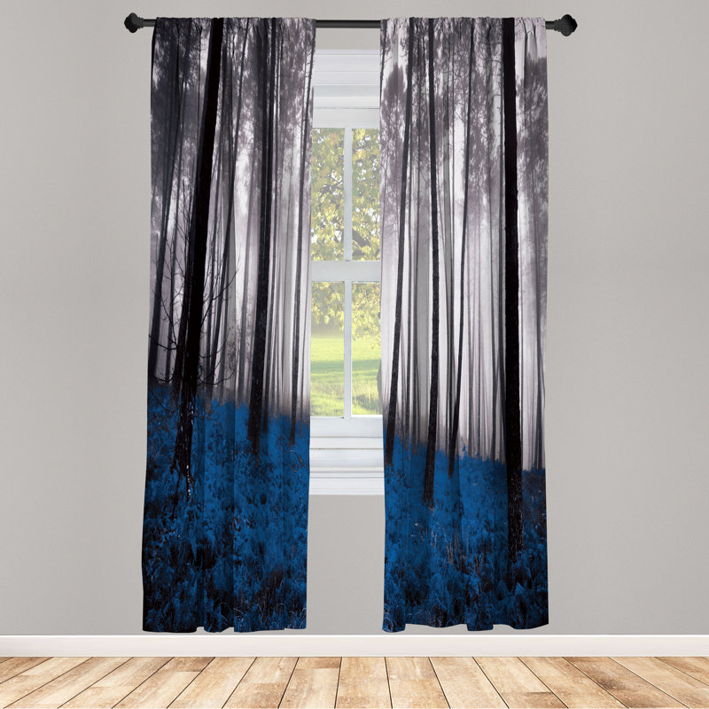 George Oliver Curtains, 28" W x 84" L, Blue/Black
