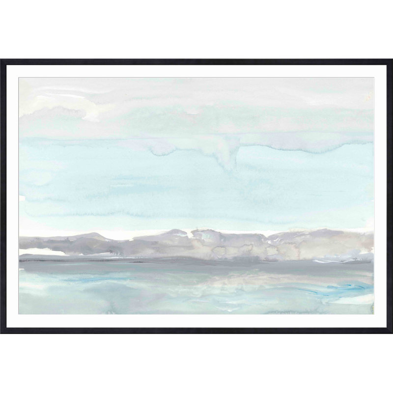 «Gray Horizon» par Rob Delamater - peinture encadrée, H 12 po x l 12 po, Noir