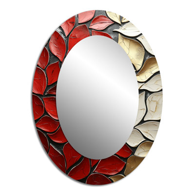 Miroir mural ovale rouge et rouge