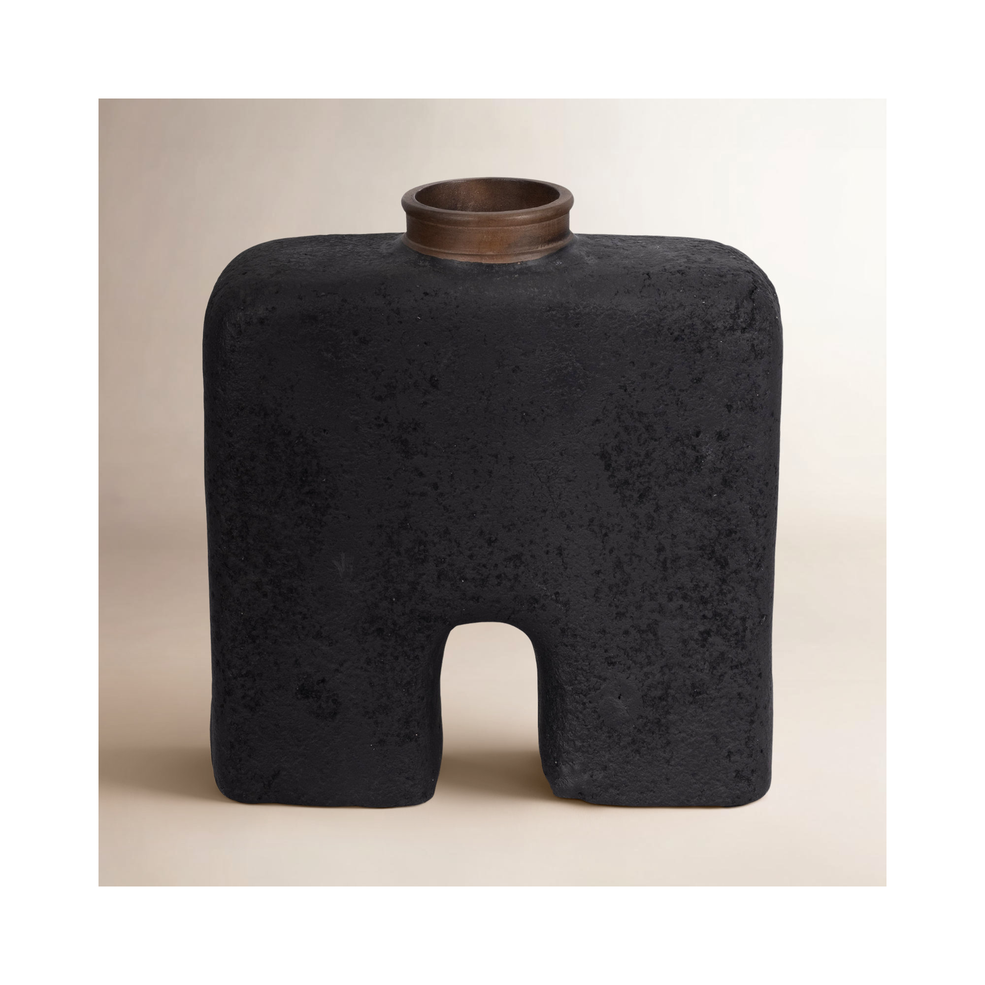 Decorative Pottery and Ecomix Vase with Modern Sculptural Design and Unique Rectangular Cut-Out Shape for Contemporary Stylish Accents.