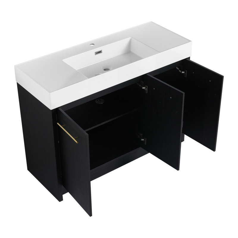 Meuble-lavabo autoportant avec lavabo en résine