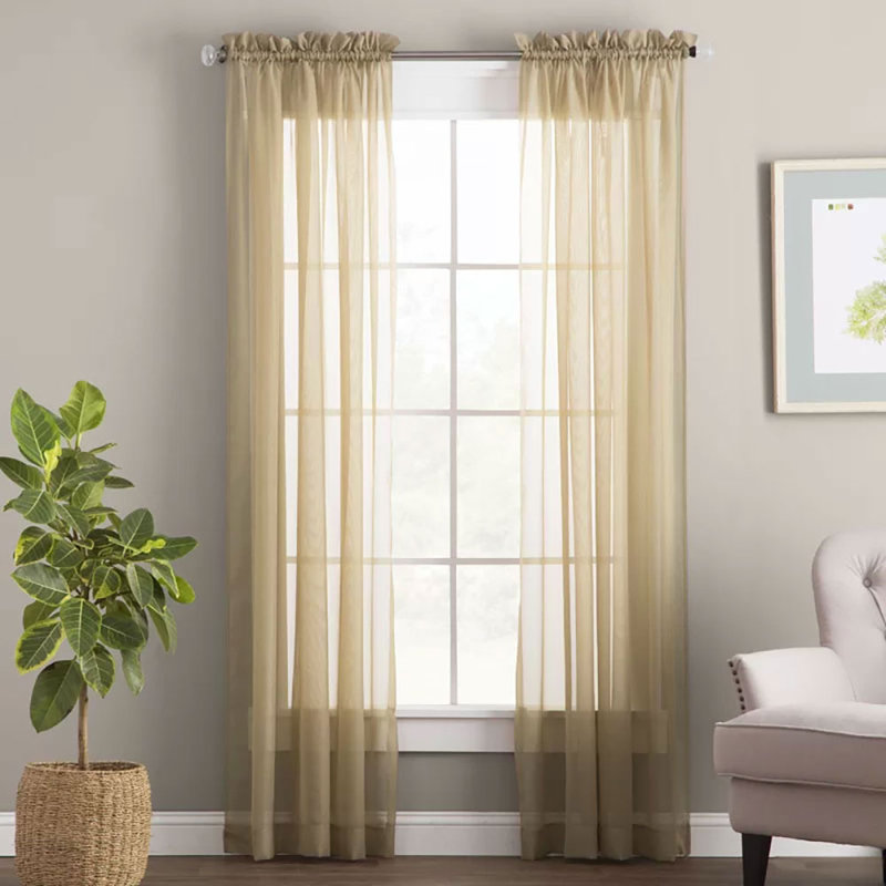 Sheer Curtain Pair, Taupe, 84" L x 59" W