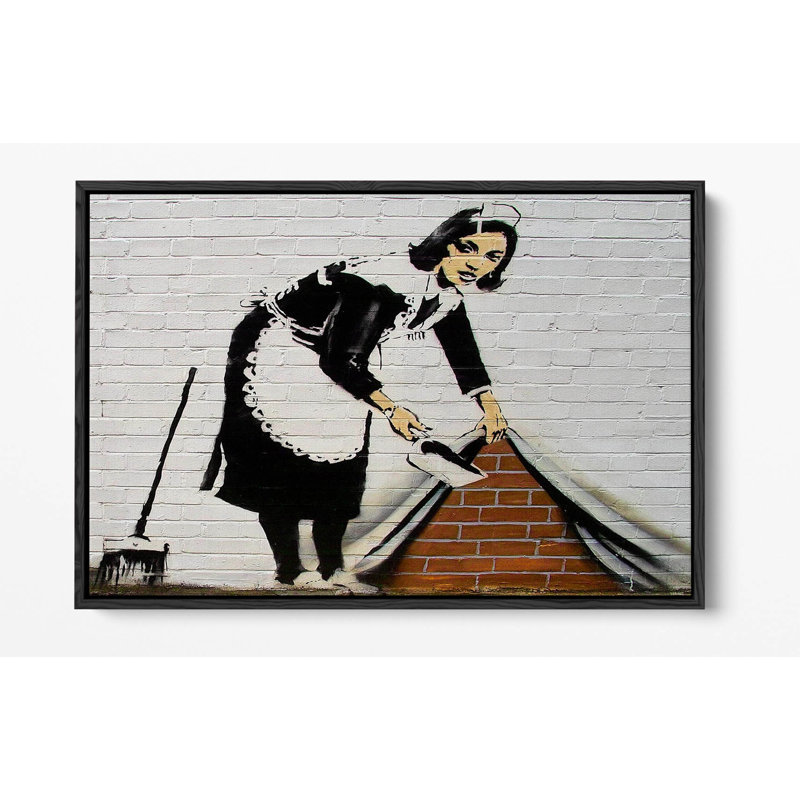 Banksy looting soldiers graffiti Canvas Floater Frame Print Picture Art - Black Frame, 30.48 cm H x 45.72 cm W, Black