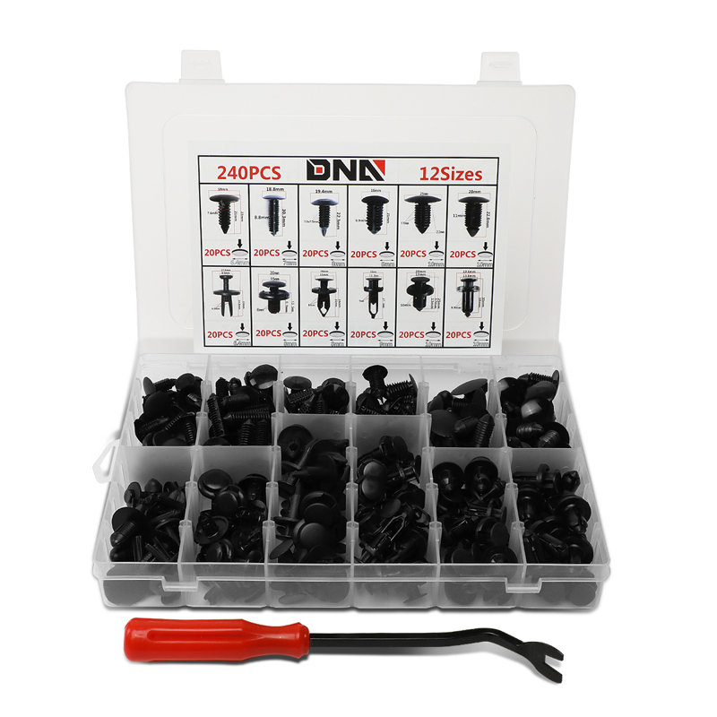 240PCs Auto Car Trim Body Nylon Assorted Clips Variable Depth Type Plastic Clip Rivets Tool Set