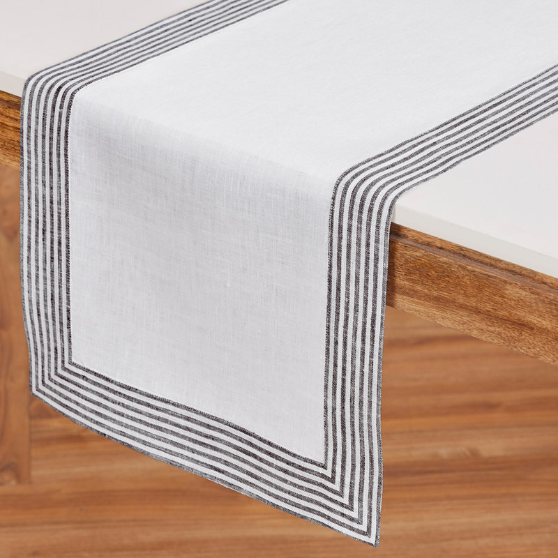 Lucca - 100% Pure Linen Table Runner, 108" x 14", Black