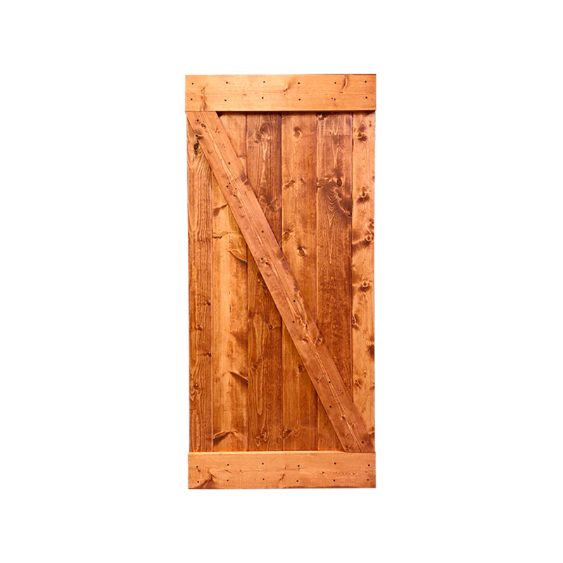 Porte de grange en bois lambrissé, 30 po x 84 po, Noyer rouge