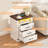 Wooden Farmhouse Style Night Stand With 3 Drawers, Nightstand Set of 2 with Charging Station, White End Table With LED Light-1593956858-1601435117