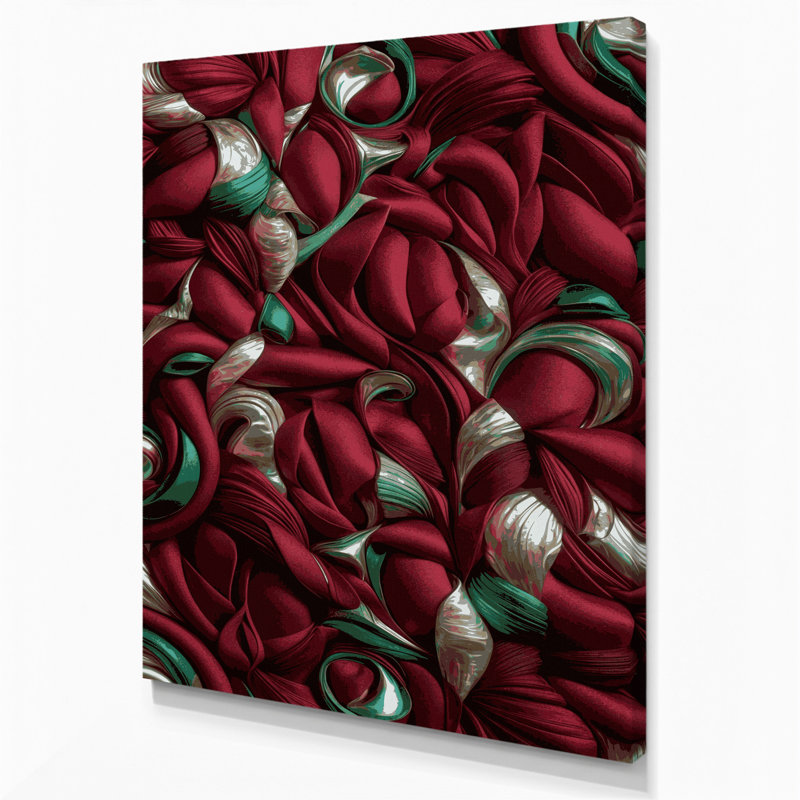 Art abstrait sur toile, formes abstraites rouges, H 24 po x l 20 po