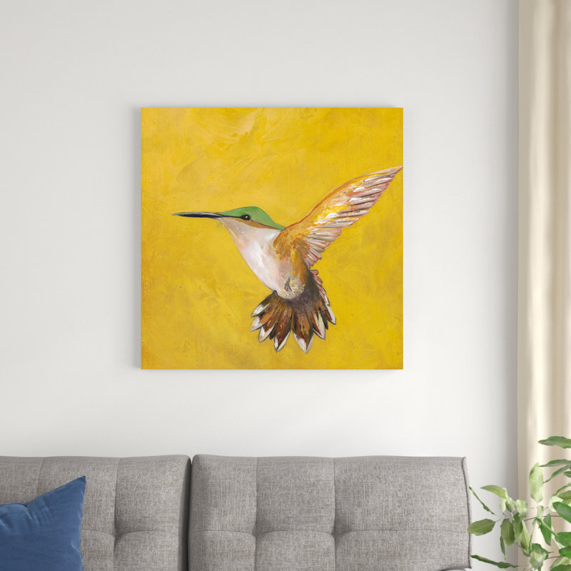 "Sweet Hummingbird II" by Mehmet Altug Mixed Media Animals Painting Print , 30" H x 30" W x 1" D