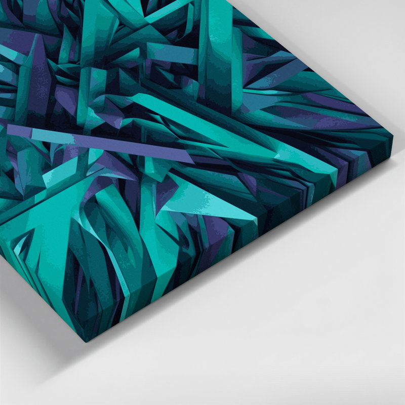 «Geometric Abstraction 73», art mural sur toile bleue, H 8 po x l 8 po