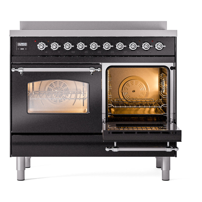 ILVE Nostalgie II 40 in Induction Range, Glossy Black/Chrome