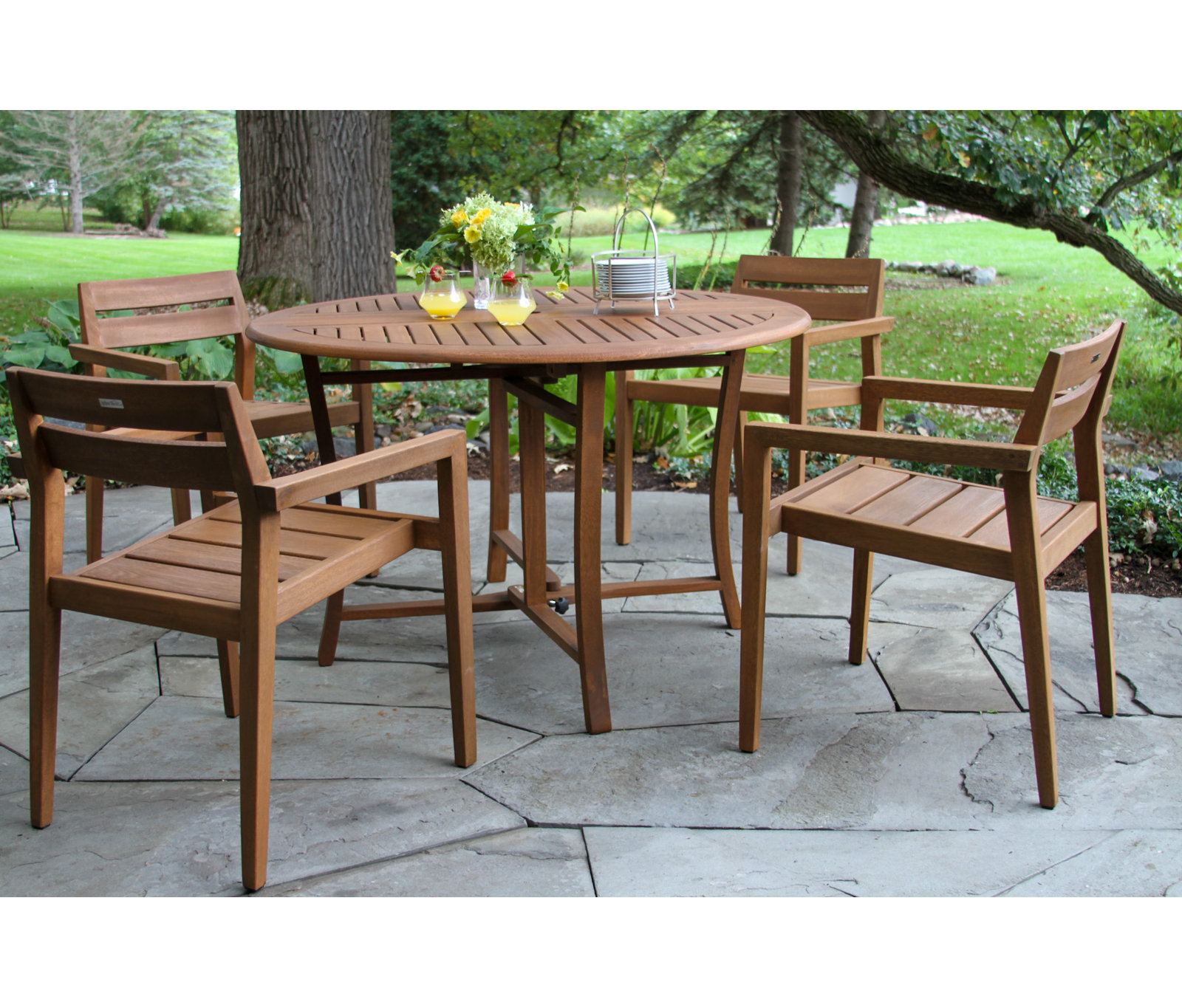 Kinsler Eucalyptus Patio Dining Set, 30" H x 48" W x 48" D