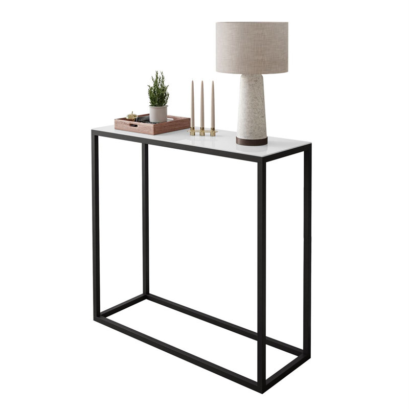 Calexico Console Table, White, Black, 79cm H x 80cm W x 30cm D