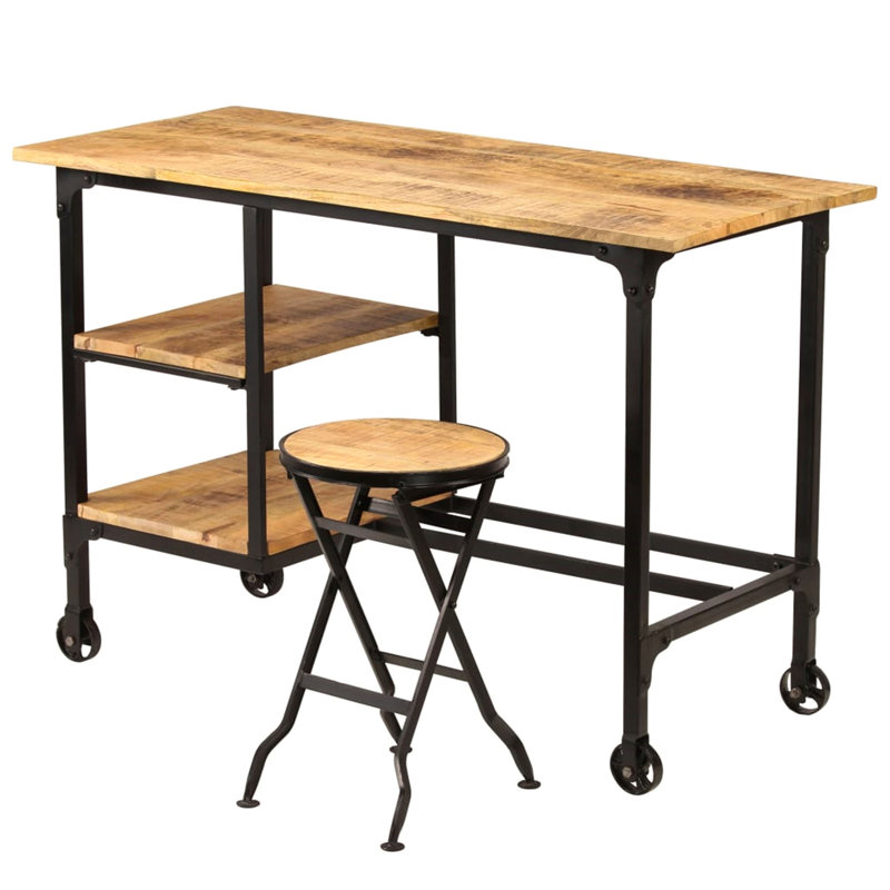 Feller Solid Wood Steel Writing Desk