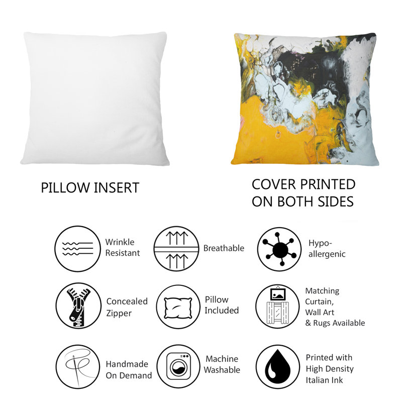 Coussin jaune jaune, noir et blanc