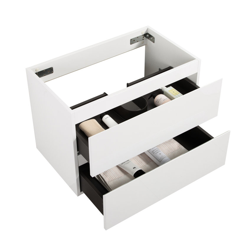 Armoire murale 30 W - 201 sans lavabo en blanc, option de rangement supplémentaire de 20%, fonctionnement silencieux des tiroirs, conception blanche montée sans 30 W-201, plus d'espace, tiroirs, salle de bain moderne