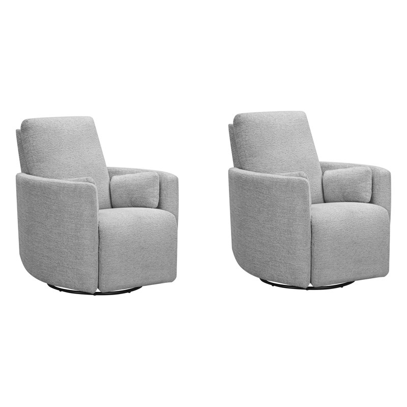 Coiscou Manual Swivel Glider Recliner Two Pack, Vincent Fog