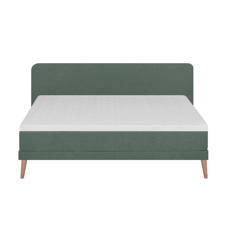 Akinruntan Upholstered Bed with Mattress, Moss, 180 x 200 cm
