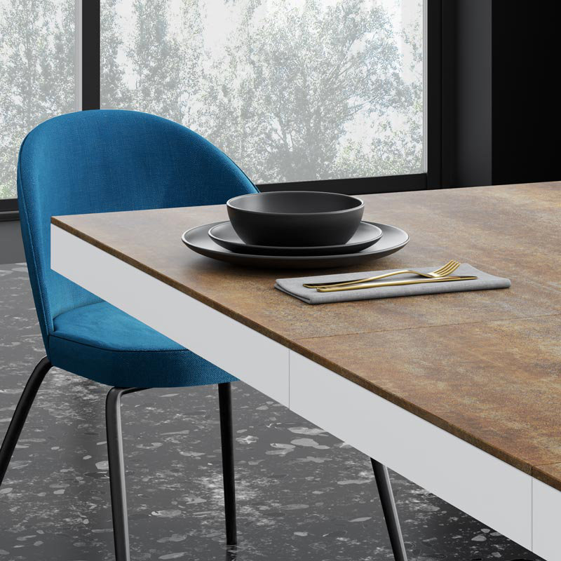 256cm Solid Oak Pedestal Dining Table, Rust Finish