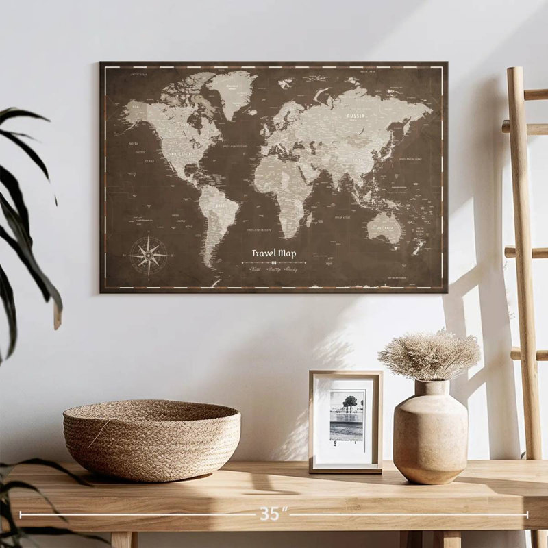 Voyage avec punaises Alvertia World III, H 16 po x l 24 po