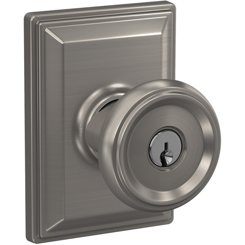Bouton de porte avec serrure, Nickel satiné