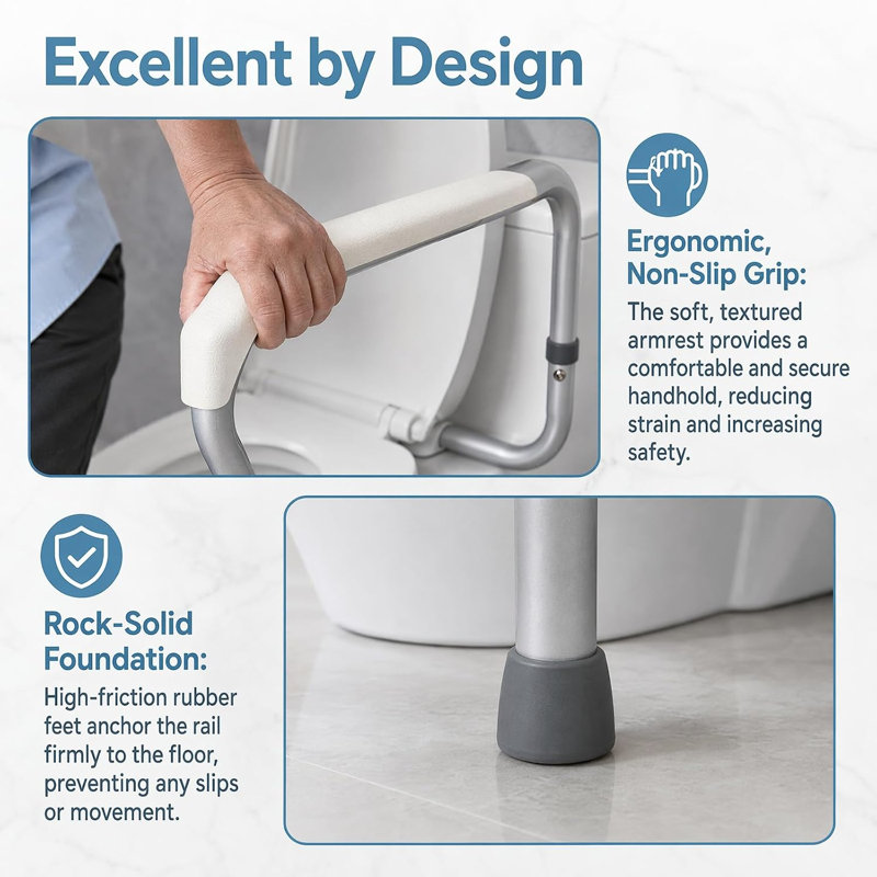 Toilet Safety Rails Adjustable Bathroom Safety Frame for Elderly Disabled Handicap