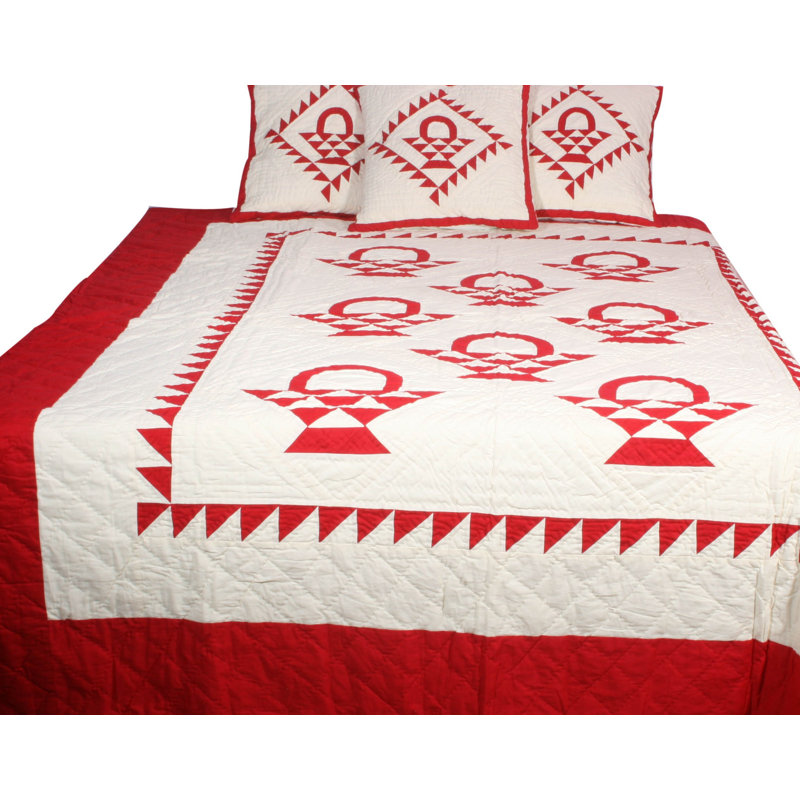 Schnooer Quilt, Red/White, W254 x L280cm