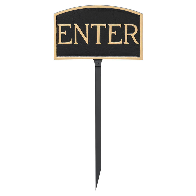 Enter Statement Garden Sign, Black/Gold