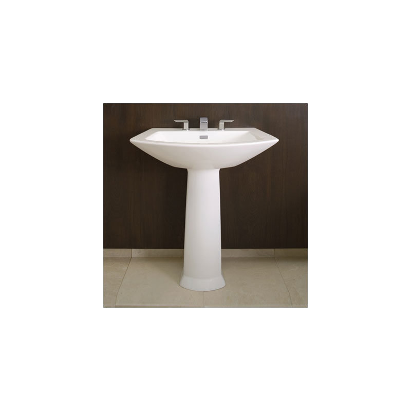 Soiree Ceramic 30" Pedestal Bathroom Sink, Cotton, 8" Widespread