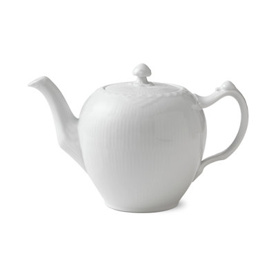 White Fluted Half Lace Teapot