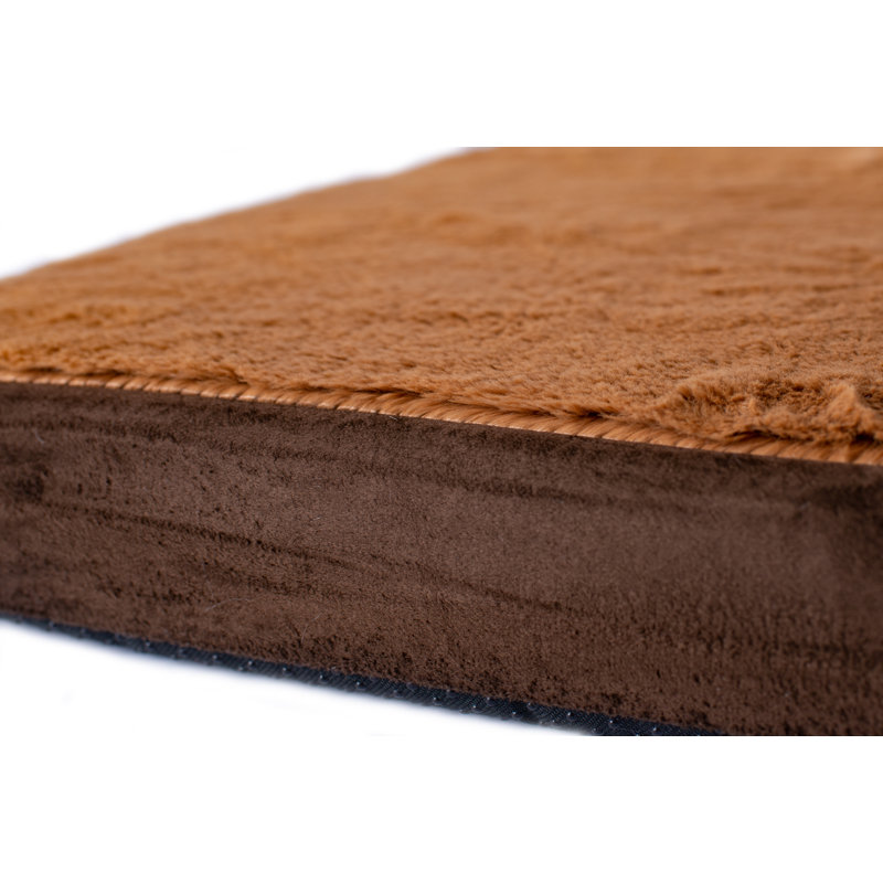 Orthopedic Suede Pet Bed, Brown, Small (23.5" W x 18" D x 2" H)