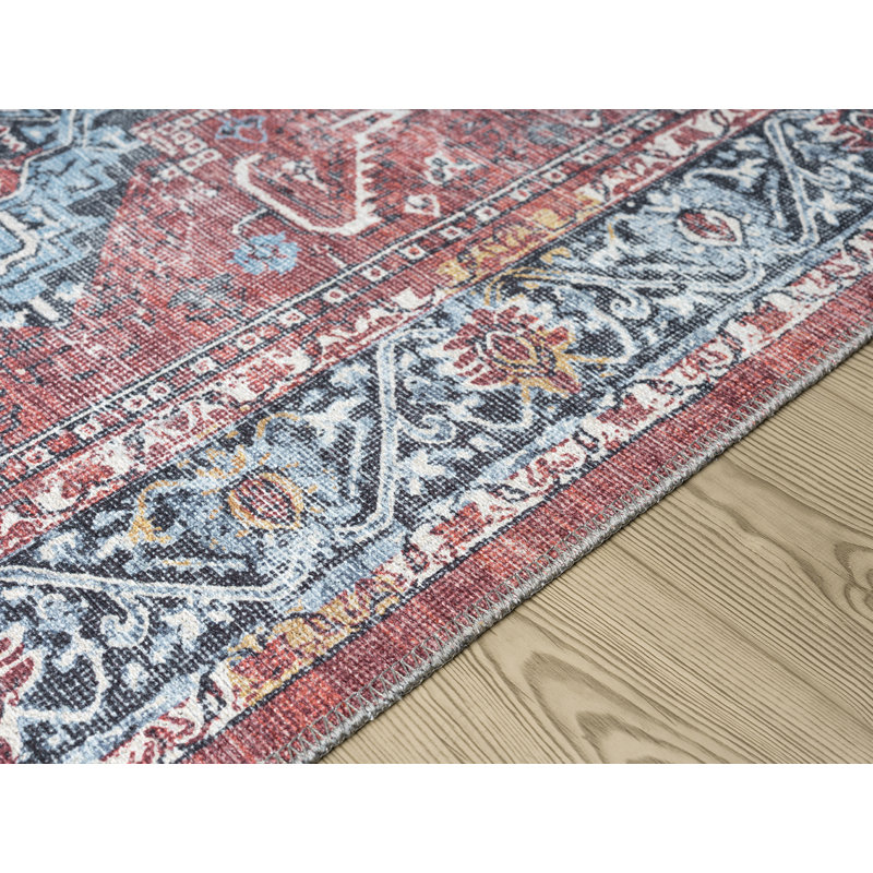 Lancaster Washable Red Area Rug, Rectangle 2'7" x 7'3"