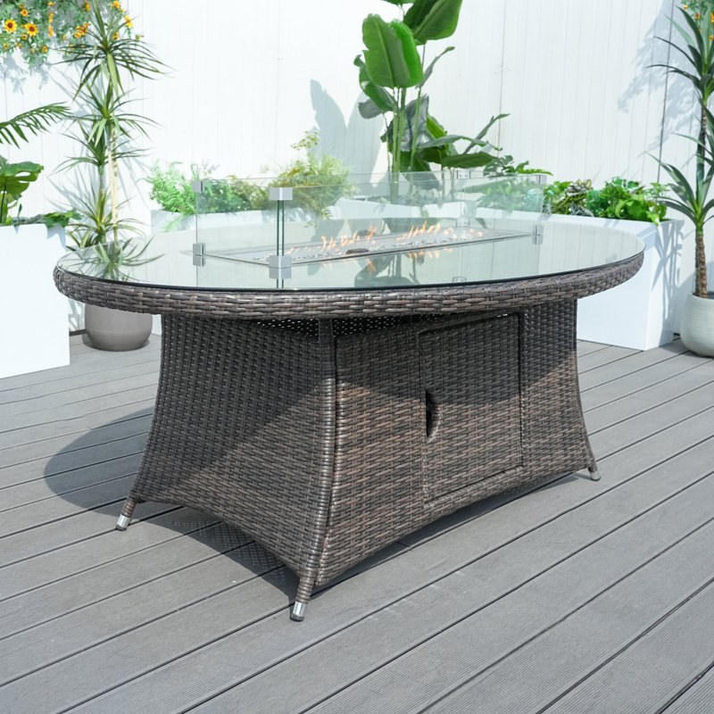 Quinnesec Oval Propane Smokeless Fire Pit Table with Hidden Fuel Tank