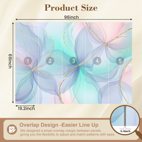 Red Barrel Studio Peel and Stick Wallpaper Abstract Pastel Floral Gold ...