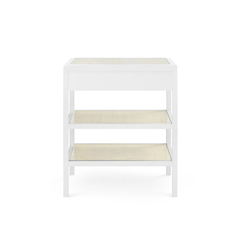 Caanan Glass End Table, White