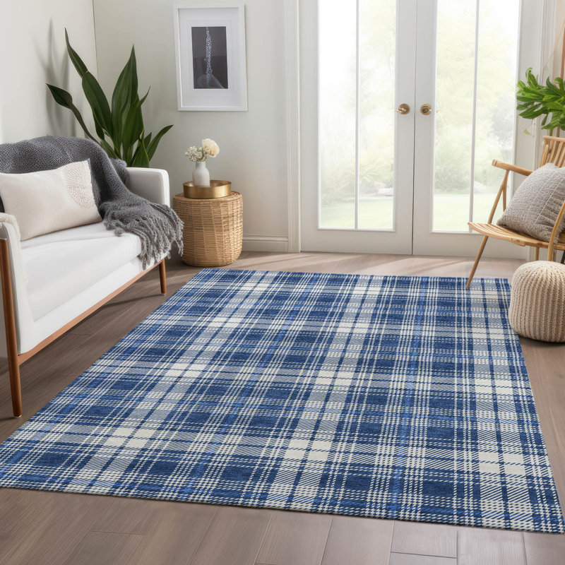 Tapis écossais de qualité supérieure lavable à la machine Lyndhurst AMF993, Rectangle 3 pi x 5 pi