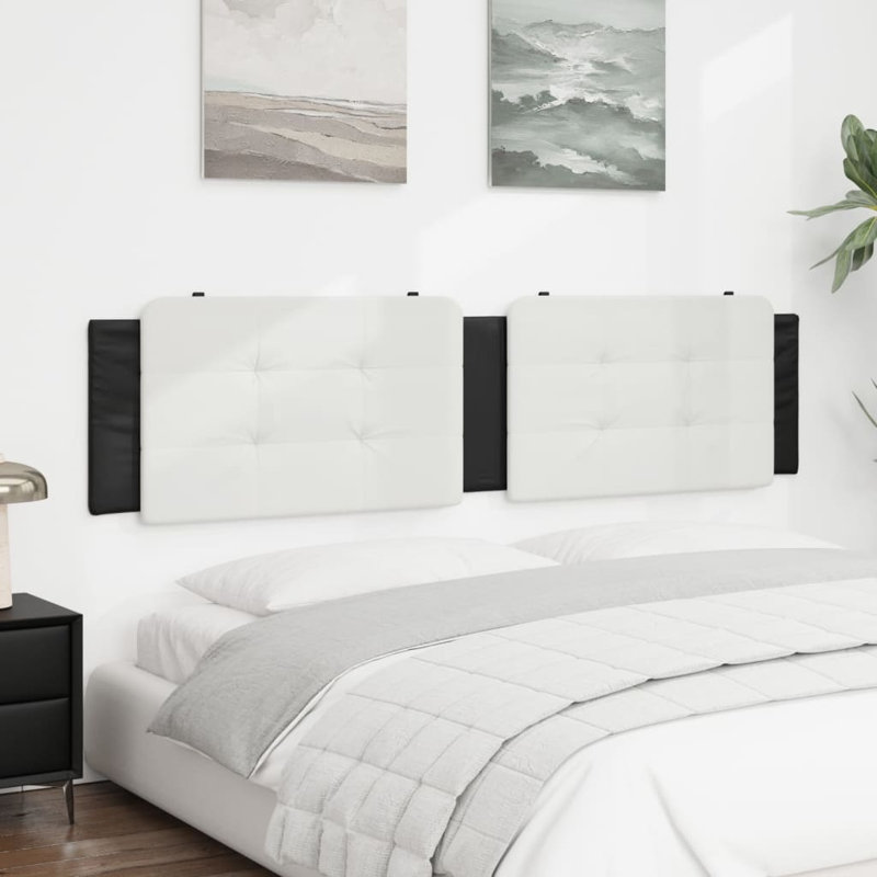 vidaXL Headboard Cushion White and Black Faux leather, Foam 76.0 in, Black/White, King