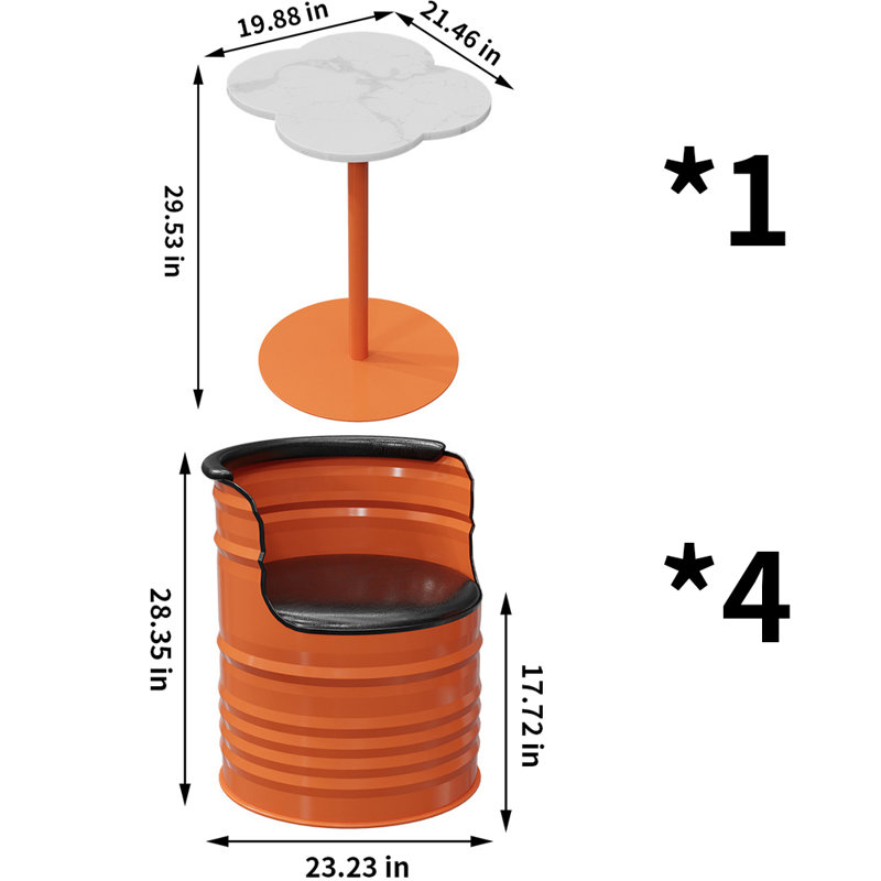 Ensemble de salle à manger à forme libre L 21,46 po x l 19,88 po Katheren, 5