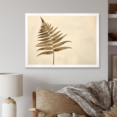 " Beige Ferns Plant Timeless Elegance II " Mixed Media Print