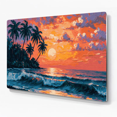 «Hawaiian Tropical Sunset», art mural en métal orange