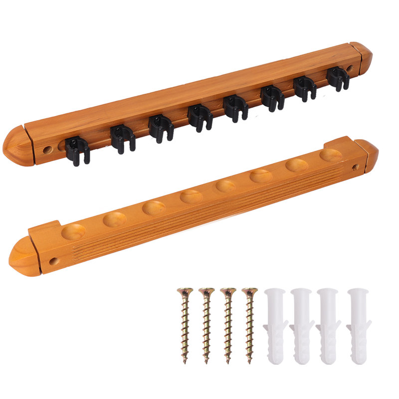 Oak Wall Mounted 2-Piece Pool Cue Rack for 8 Sticks