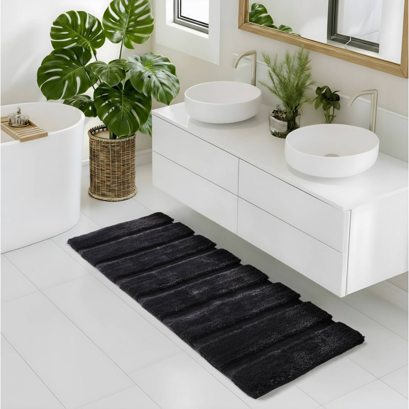Tapis pour salle de bain 1500 pi³, L 24 po x L 58 po, Noir