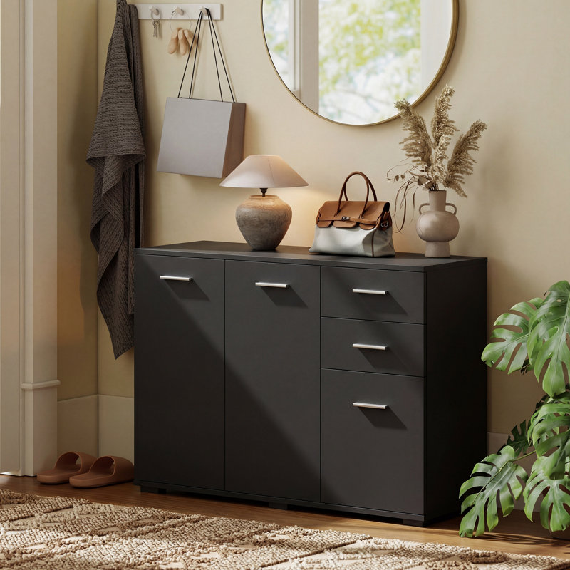 Sideboard, Matte Black/Polished Chrome