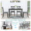 Wooden Dining Rectangular Table Set For 4,Kitchen Dining Table For Small Space,Grey